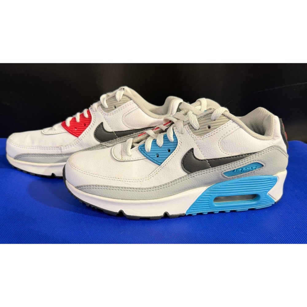Nike Air Max 90 Youth White Blue Red Low Top Sneakers Size 6 Youth CD6364 108